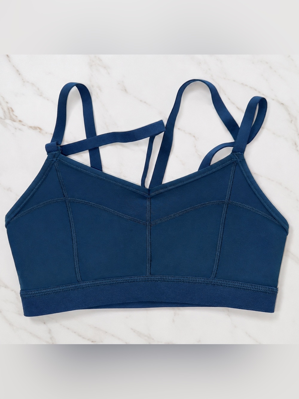 Athleta Strappy Sports Bra XS Blue Medium Support Criss Cross Back